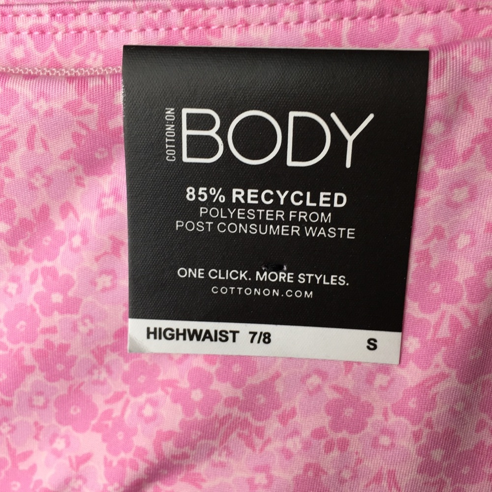 NEW Cotton On Body Highwaisted 7/8 Tights Daisy Floral Tonal Pinks nwt - Picture 3 of 6